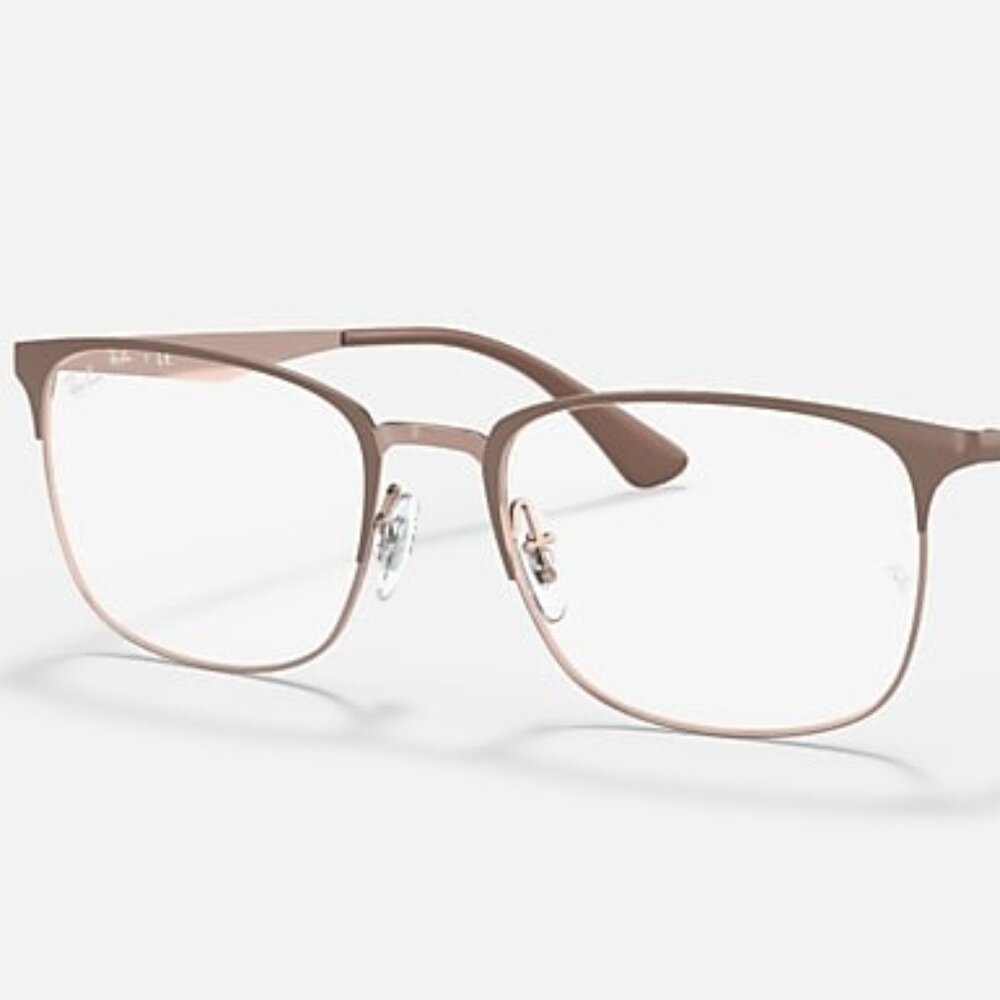 Ray-Ban RB6421 Eyeglass Frames – Polished Beige on Copper Frame, Clear Lenses
